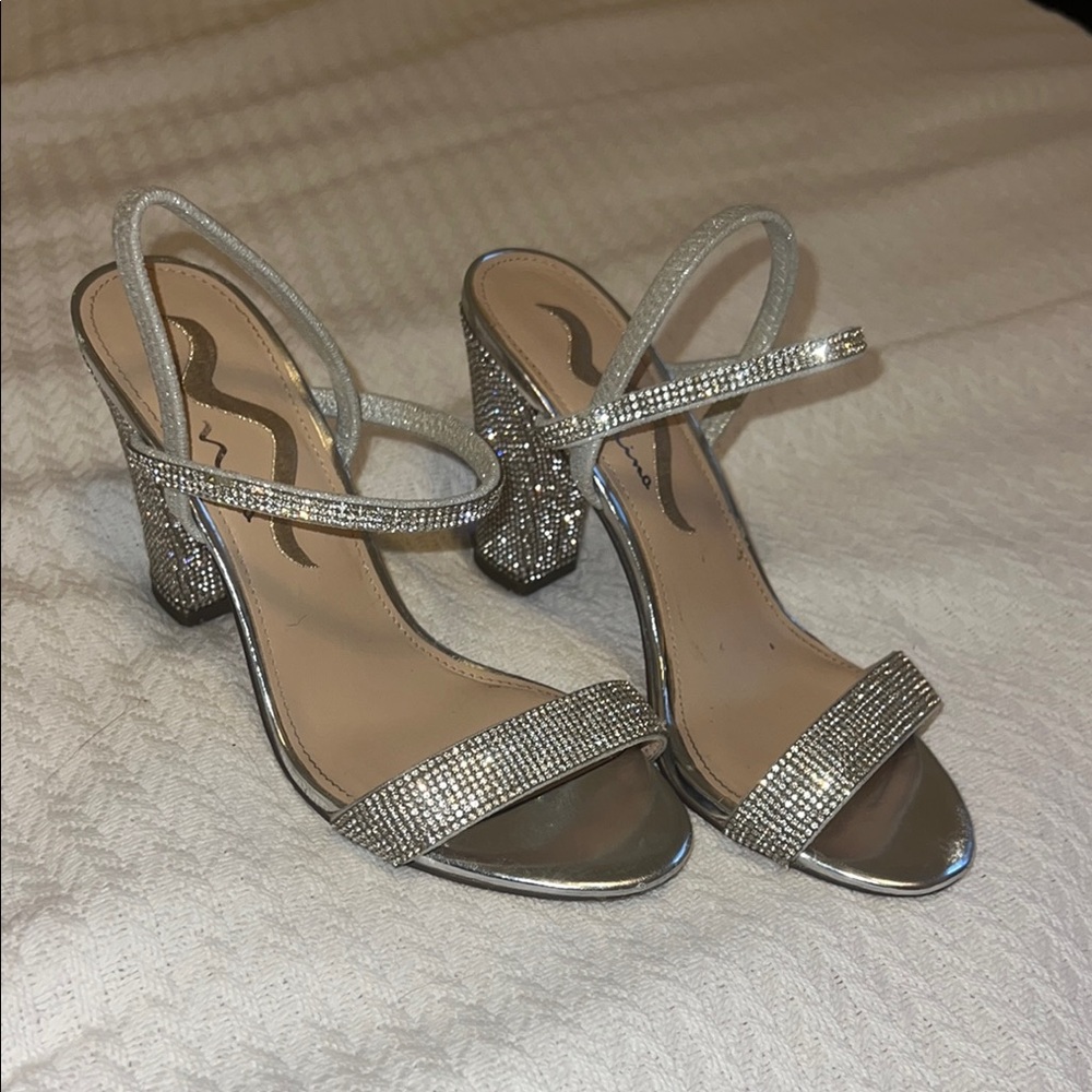 Elegant Silver Strappy Heels